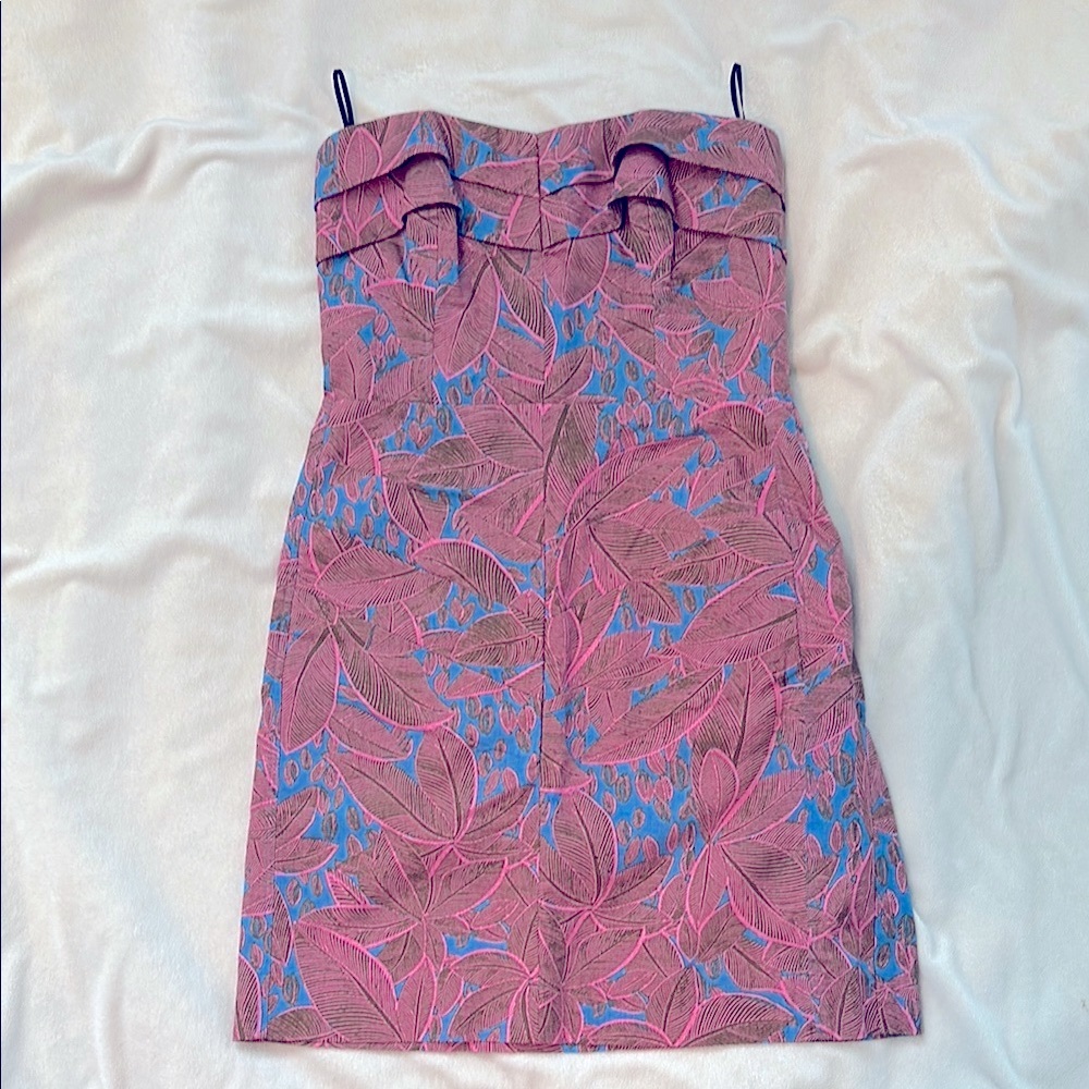 Rachel Roy Floral Strapless Dress - Pink and Blue